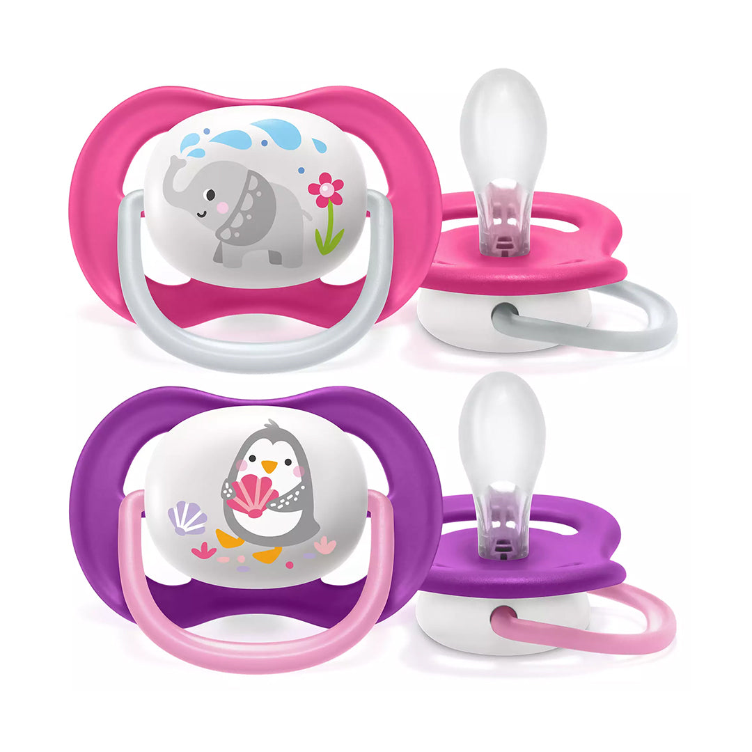 Avent Sucette Ortho 6-18M Girl Éléphant Pingouin