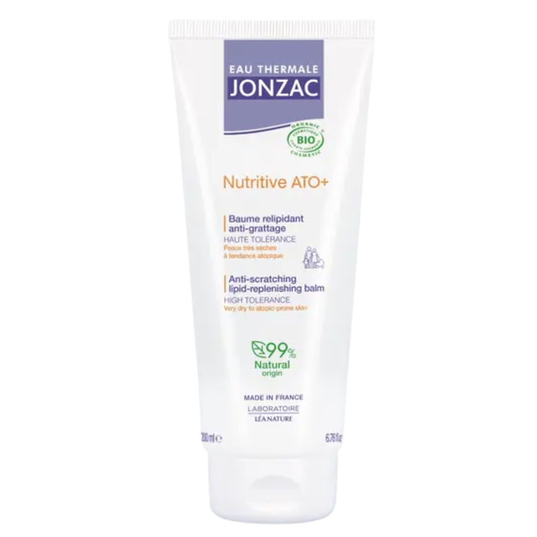Eau Thermale Jonzac Nutritive ATO+ baume relipidant anti-grattage 200 ml, tube, peaux atopiques