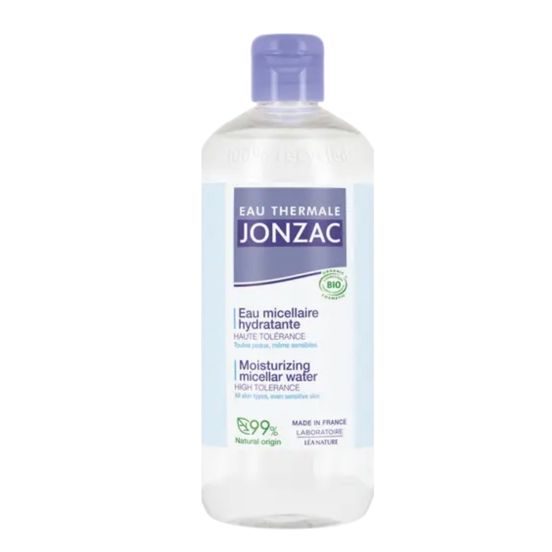 Eau Thermale Jonzac Rehydrate eau micellaire hydratante 500 ml, flacon, démaquillant bio peaux sensibles