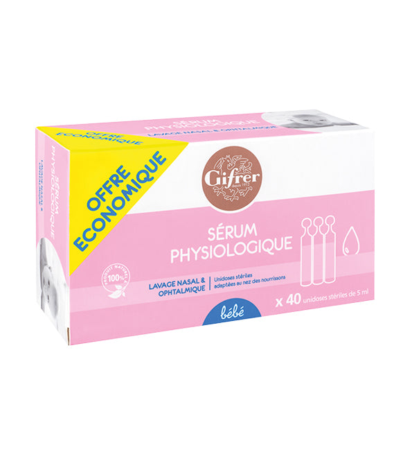 Gifrer Sérum Physiologique 40 unidoses 5ml Nettoyage Nasal Oculaire