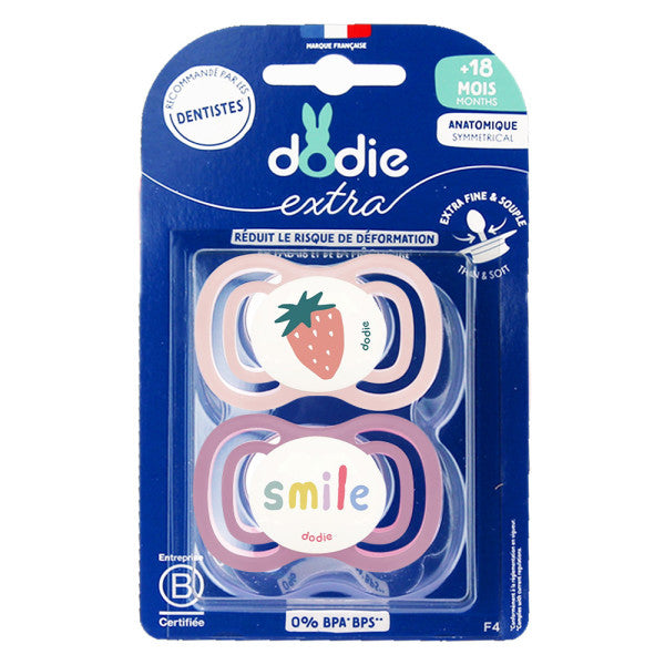Dodie مصاصة ثنائية رفيعة جدًا وردية +18 شهرًا F4