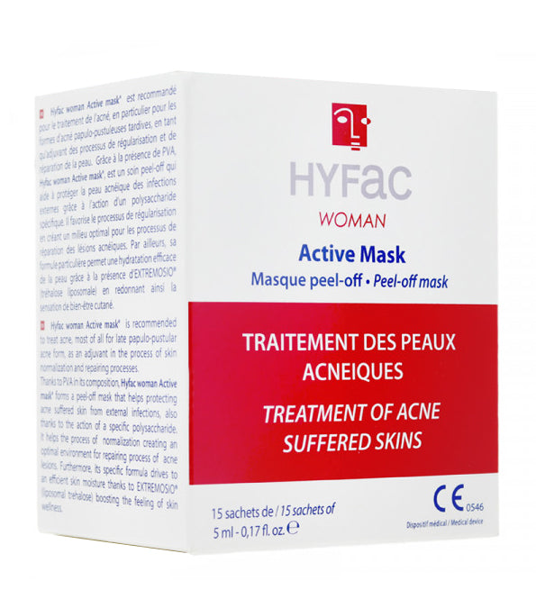 قناع Hyfac Woman Active Mask قناع مقشّر ومضاد للشوائب 15 كيس × 5 مل