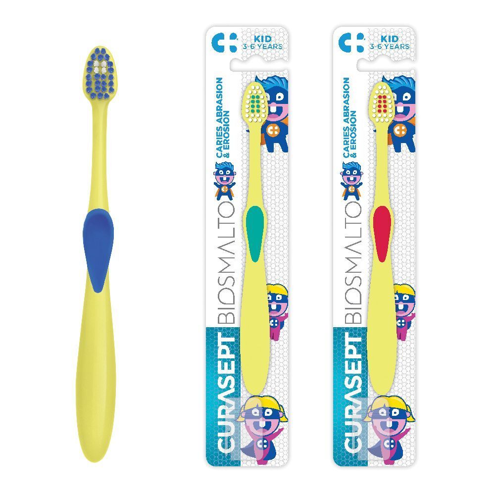 Curasept Biosmalto Kid 3-6 ans — brosse à dents enfant à brins souples, blister