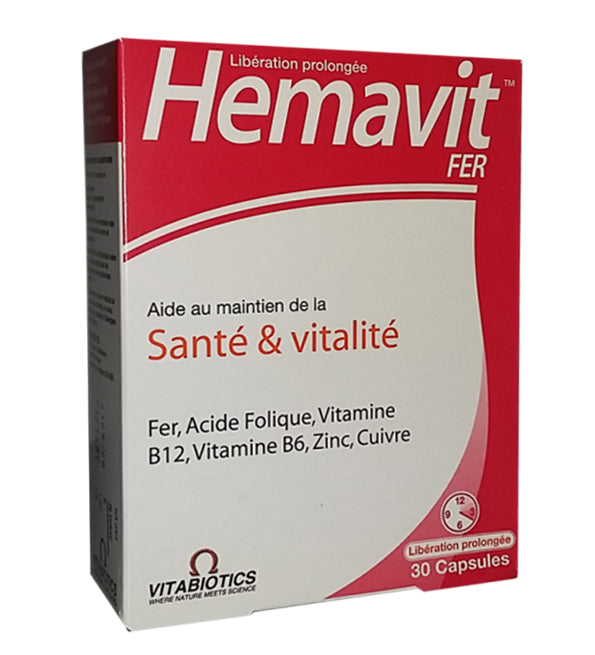 Vitabiotics Hemavit Fer 30 Capsules Anti-Fatigue Énergie