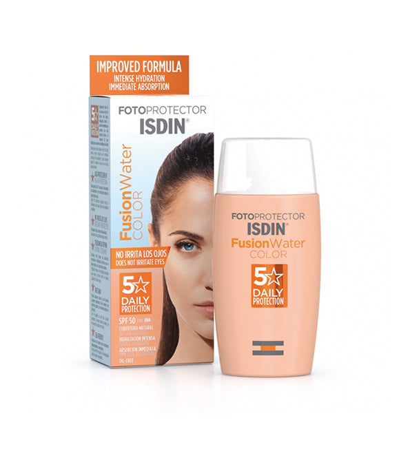 ISDIN فيوجن ووتر كولور عامل حماية من الشمس SPF50 واقي شمسي للوجه 50 مل