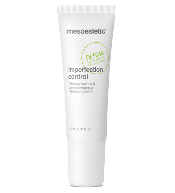 Mesoestetic Imperfection Control 10 ml, tube précision blanc, soin local teinté anti-imperfections