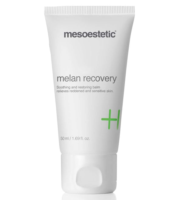 Mesoestetic Melan Recovery 50 ml, tube blanc, baume apaisant et réparateur pour peau sensibilisée