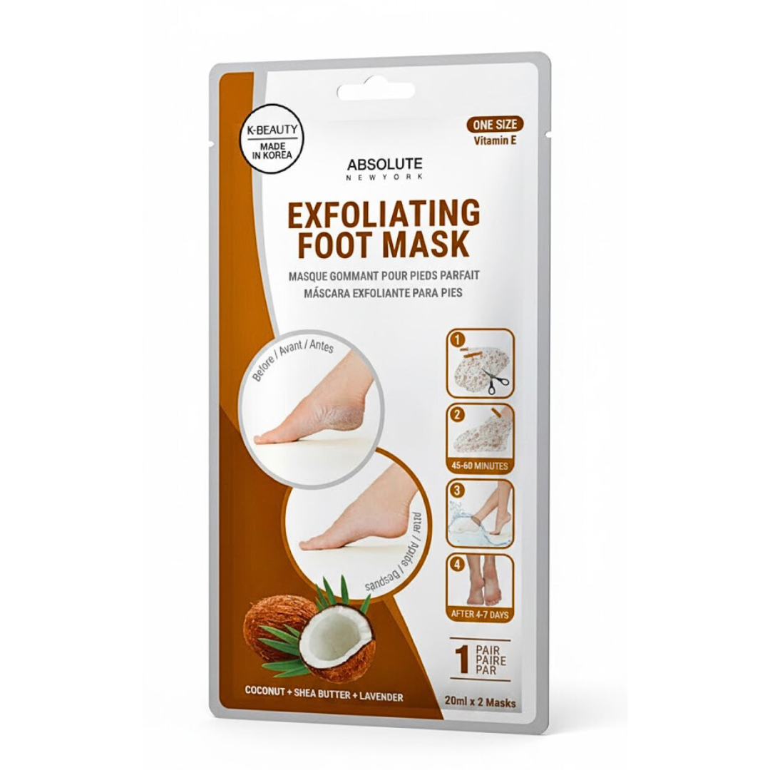 ABSOLUTE NEW YORK Masque Exfoliant Pieds Coco Karité Lavande - Format Chaussette
