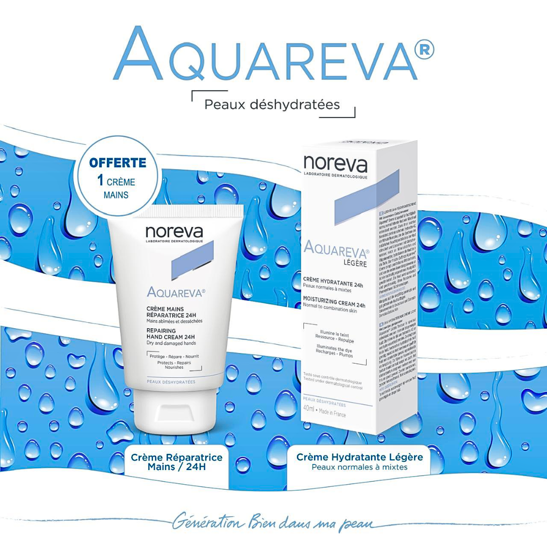 Noreva Aquareva Duo Crème Légère Visage 40ml + Crème Mains Réparatrice 50ml