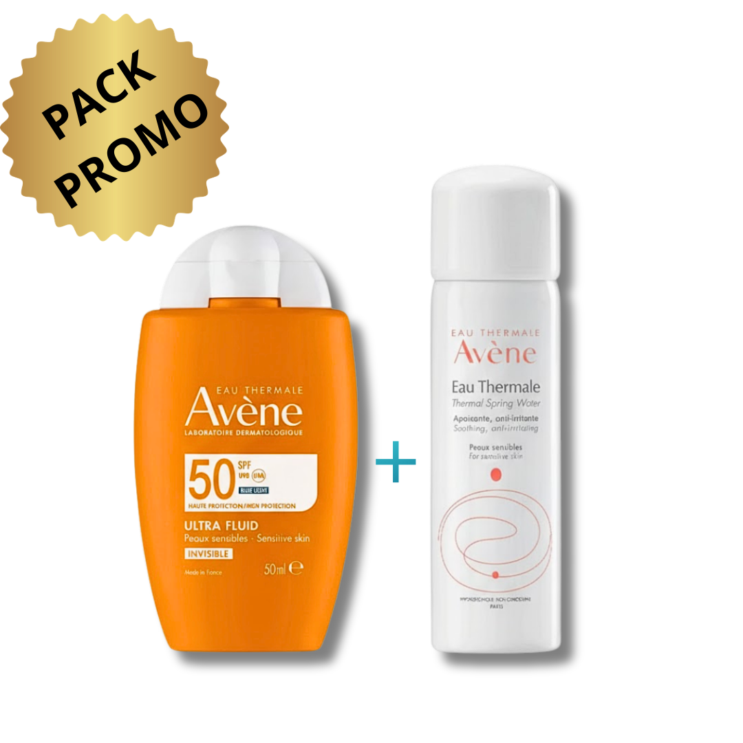 Avène Ecran Ultra Fluide Invisible SPF50+ 50ml + Eau Thermale — protection solaire peau sensible Maroc