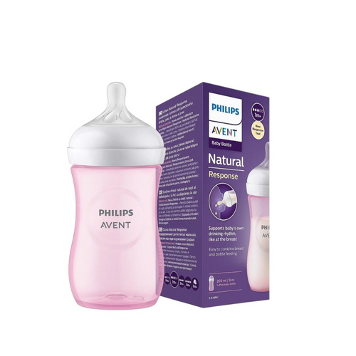 Avent - Biberon Natural Response Rose 260ml 1 mois+