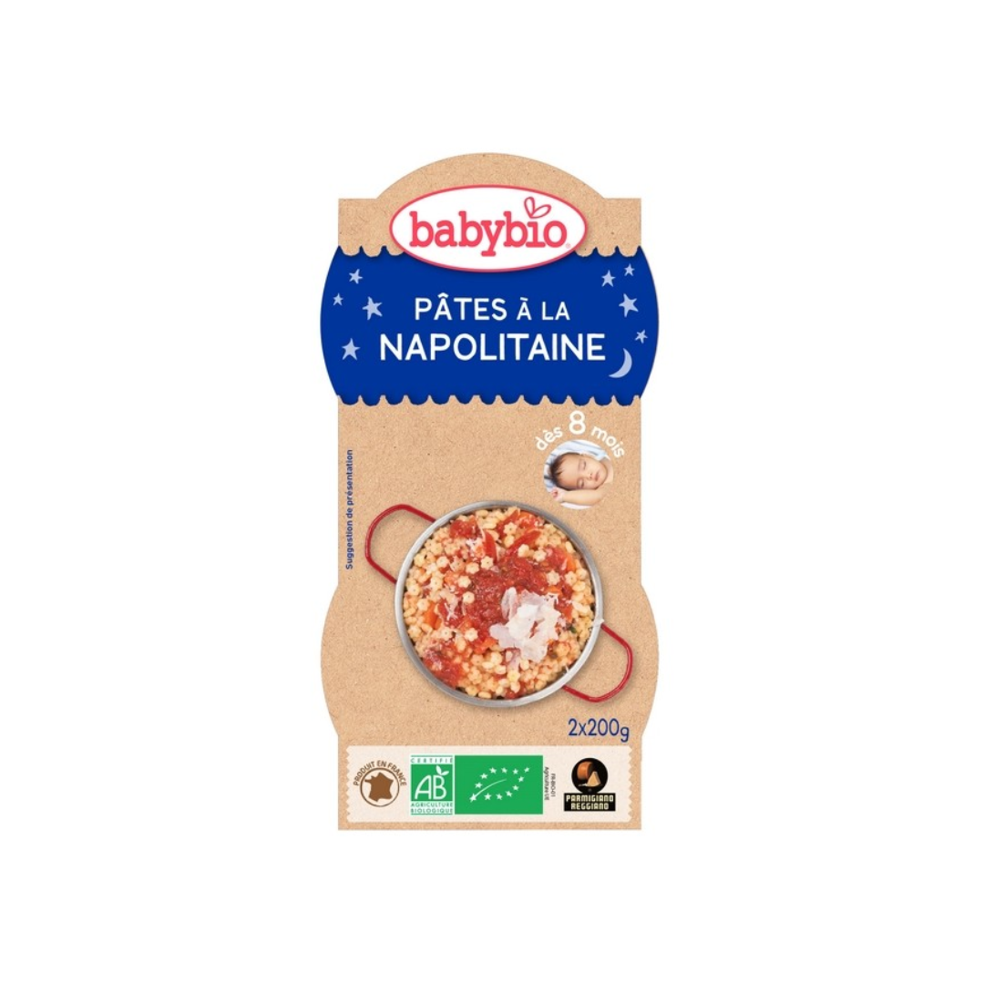 Babybio وعاء ليلي جيد معكرونة نابوليتان 2×200غ