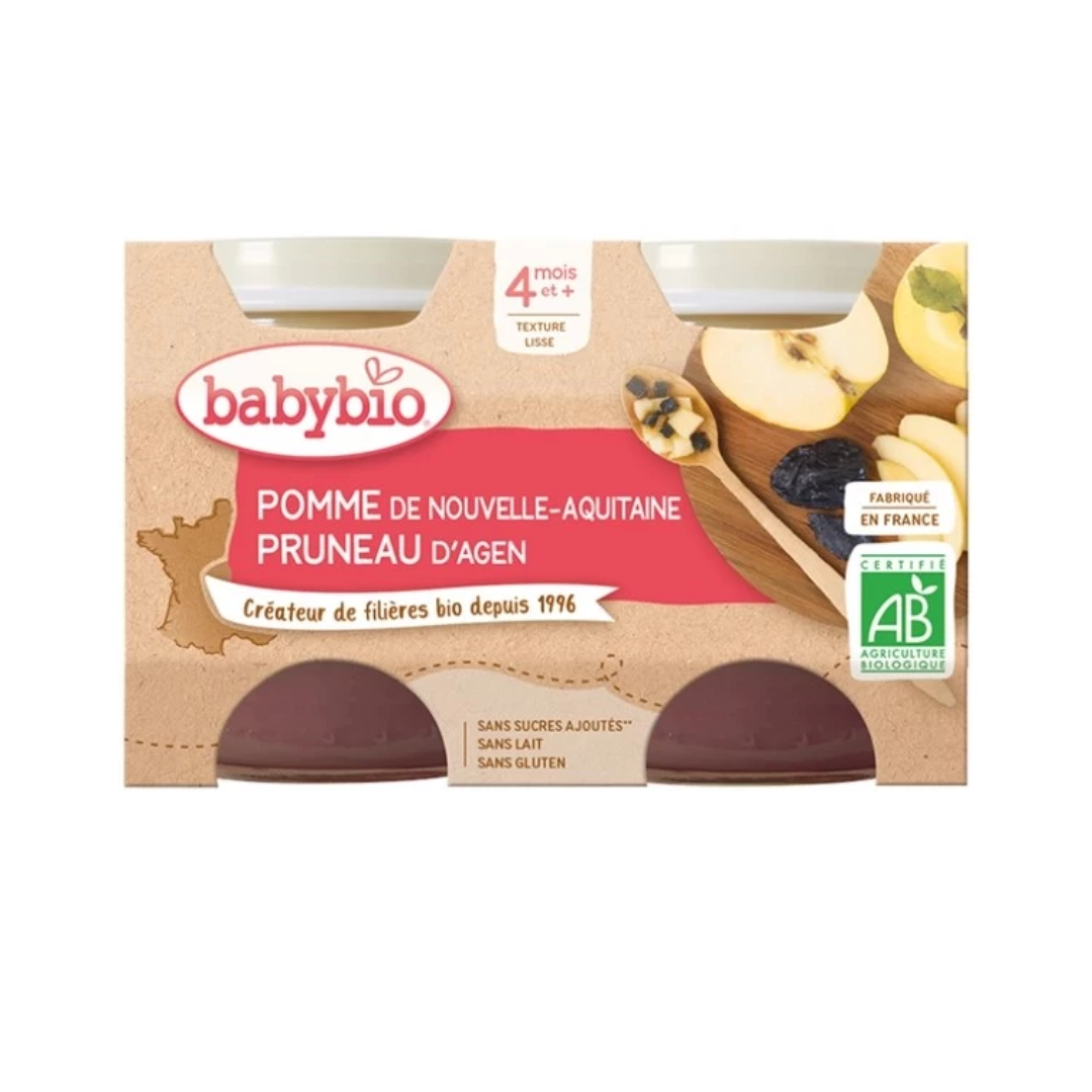 Babybio Petit Pot تفاح وخوخ عضوي 2 × 130 جم