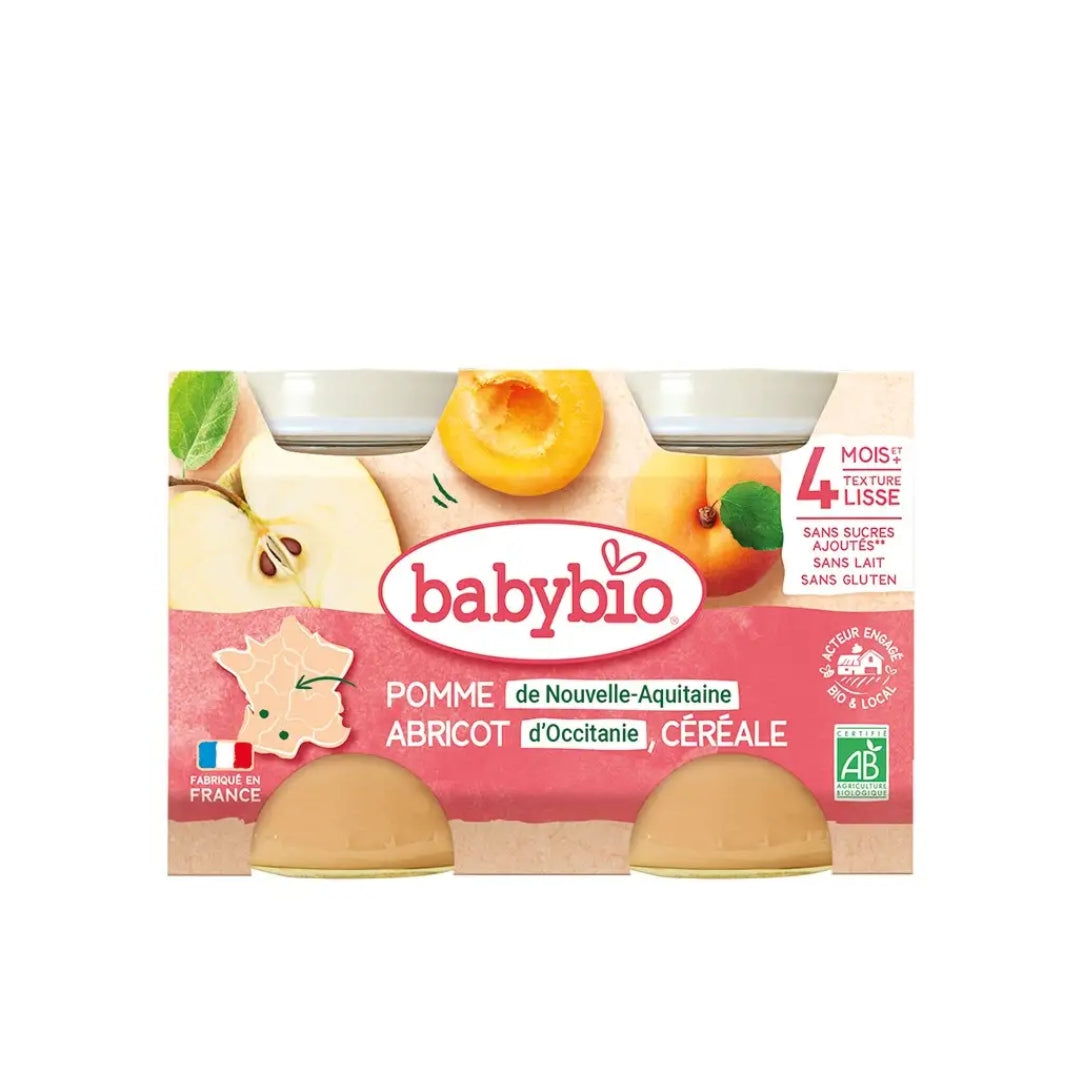 Babybio Petit Pot تفاح مشمش حبوب 2×130غ