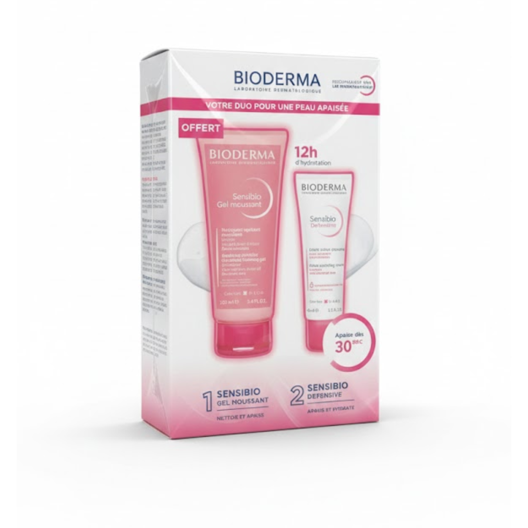 Bioderma Sensibio Coffret Crème Défensive + Gel Moussant — routine peau sensible climat marocain