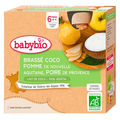 Babybio كيس مهروس جوز الهند والتفاح والكمثرى 4 × 85 جم
