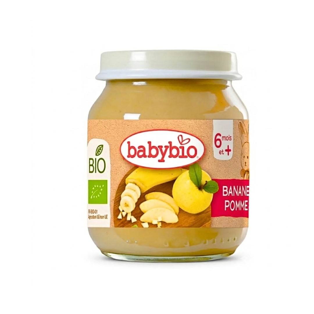Babybio بوت الموز والتفاح العضوي 130 جم للأطفال