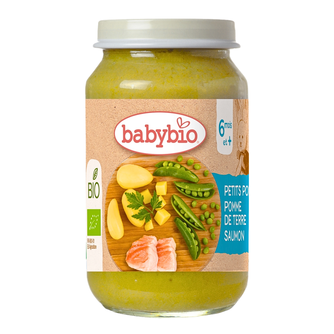 Babybio وعاء بازلاء وبطاطس سلمون 200 غرام