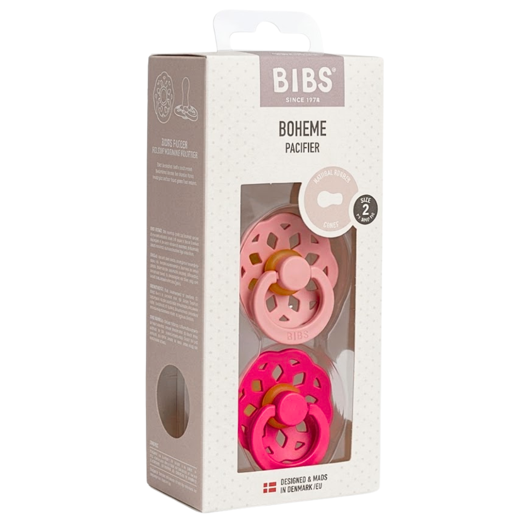 Bibs 2 Sucette Boheme Ronde Dusty Pink / Coral  Size 1 +0moi
