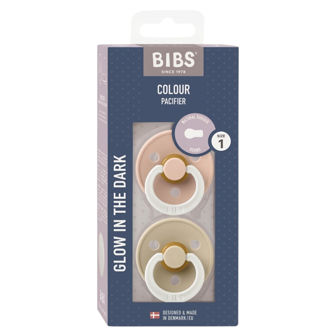 Bibs 2 Sucettes Colour Round Glow Blush / Vanilla Size 1 +0m