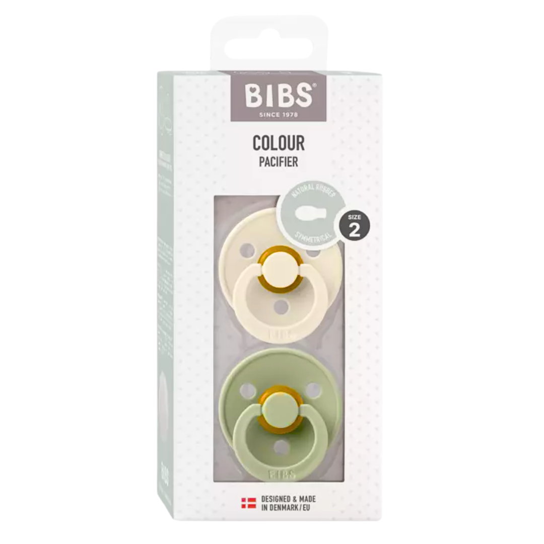 Bibs 2 Sucettes Colour Symetic Ivory/Sage Size 2 +6mois