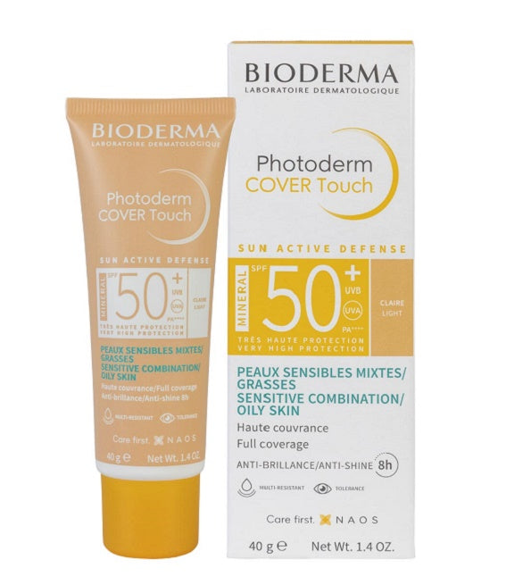 Bioderma Photoderm Cover Touch Claire SPF50+ 40ml — crème solaire teintée peau sensible Maroc
