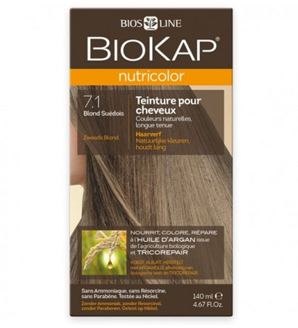 Biokap Nutricolor 7.1 Blond Suédois Coloration Permanente Végétale
