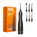 Bitvae F5020E, hydropulseur sans fil noir, boîte orange et 7 embouts noirs