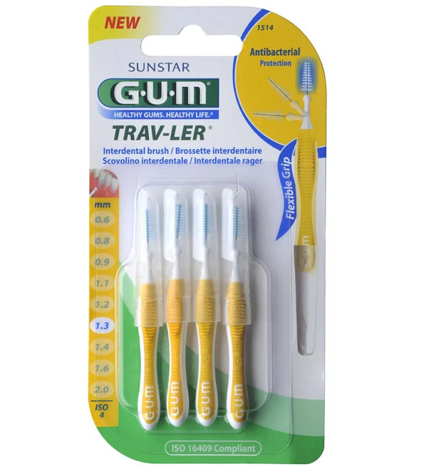 GUM Proxabrush مخروطي رفيع جدًا 1514M4 فرشاة تنظيف ما بين الأسنان