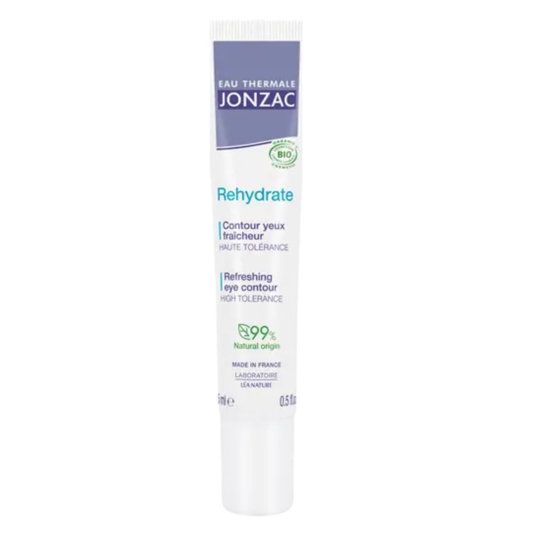 Eau Thermale Jonzac Rehydrate soin contour des yeux fraîcheur 15 ml, tube embout, regard hydraté