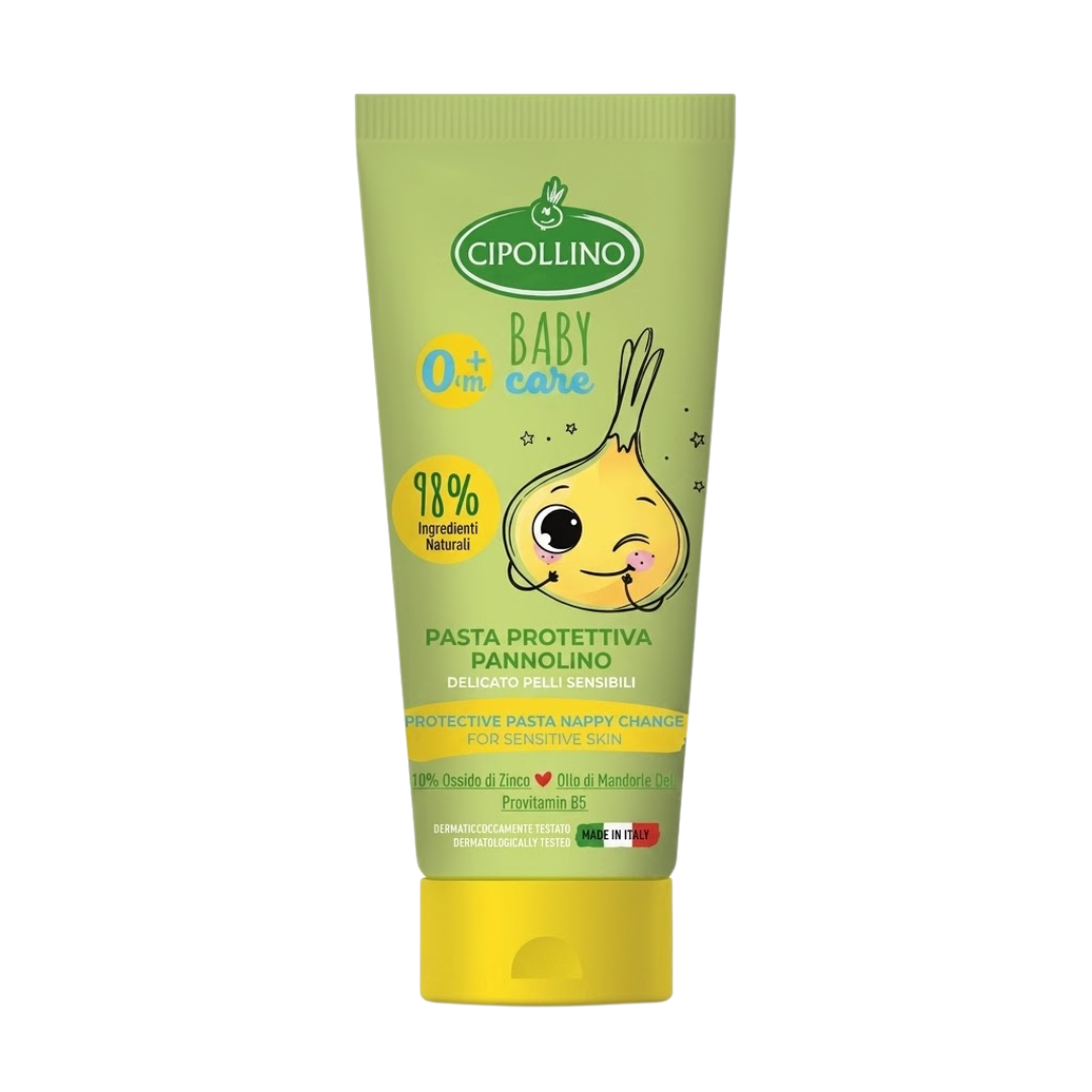 Cipollino Pâte Protectrice pour le Change 100 ml, tube vert et jaune, oxyde de zinc 10 %, peaux sensibles