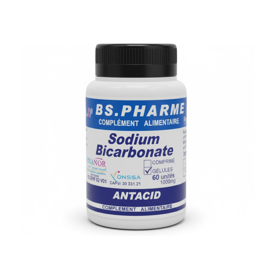 Carbonate Bicarbonate de Sodium 1000mg Confort Digestif 60 Gélules