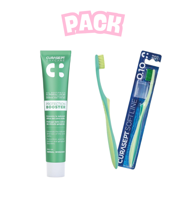 Curasept Dentifrice Booster Herbal Invasion 75ml + Brosse à Dents Maxi Soft