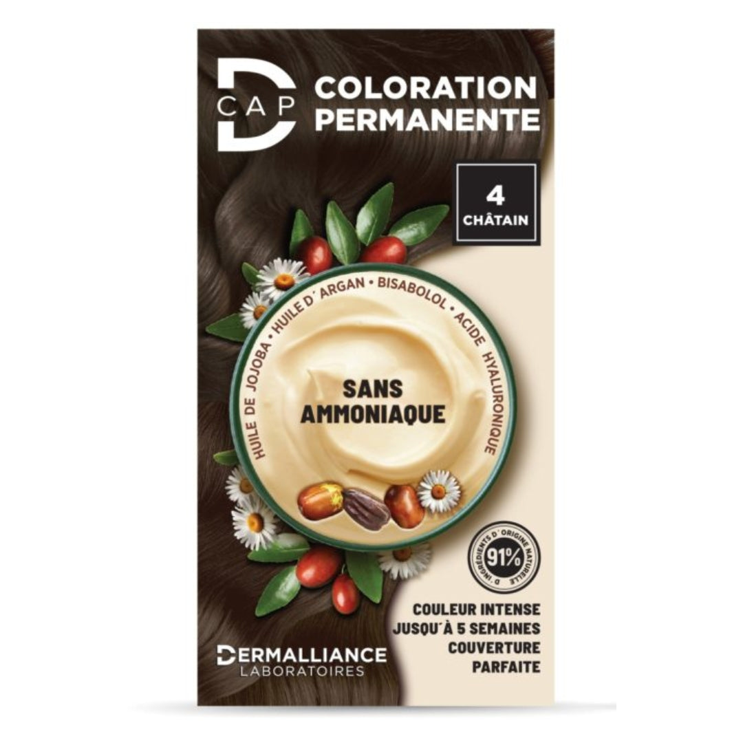 D-CAP Coloration Permanente N°4 Châtain - Couverture Cheveux Blancs