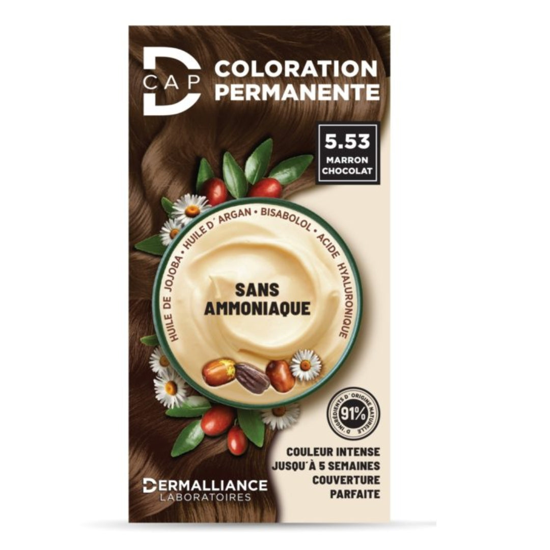 D-CAP Coloration Permanente N°5.53 Marron Chocolat - Couverture des Blancs
