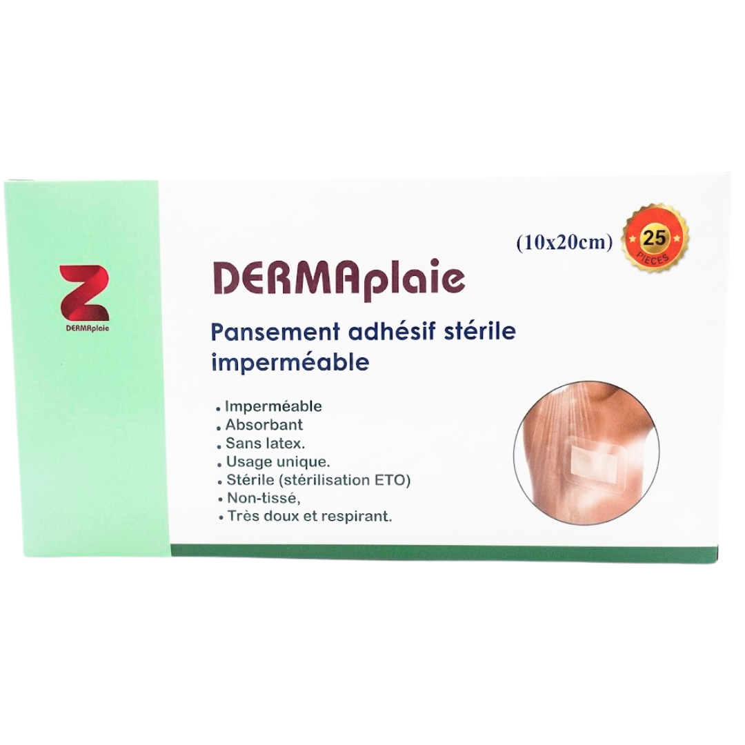 Boîte DERMAplaie pansement adhésif stérile imperméable 10 x 20 cm, 25 pièces