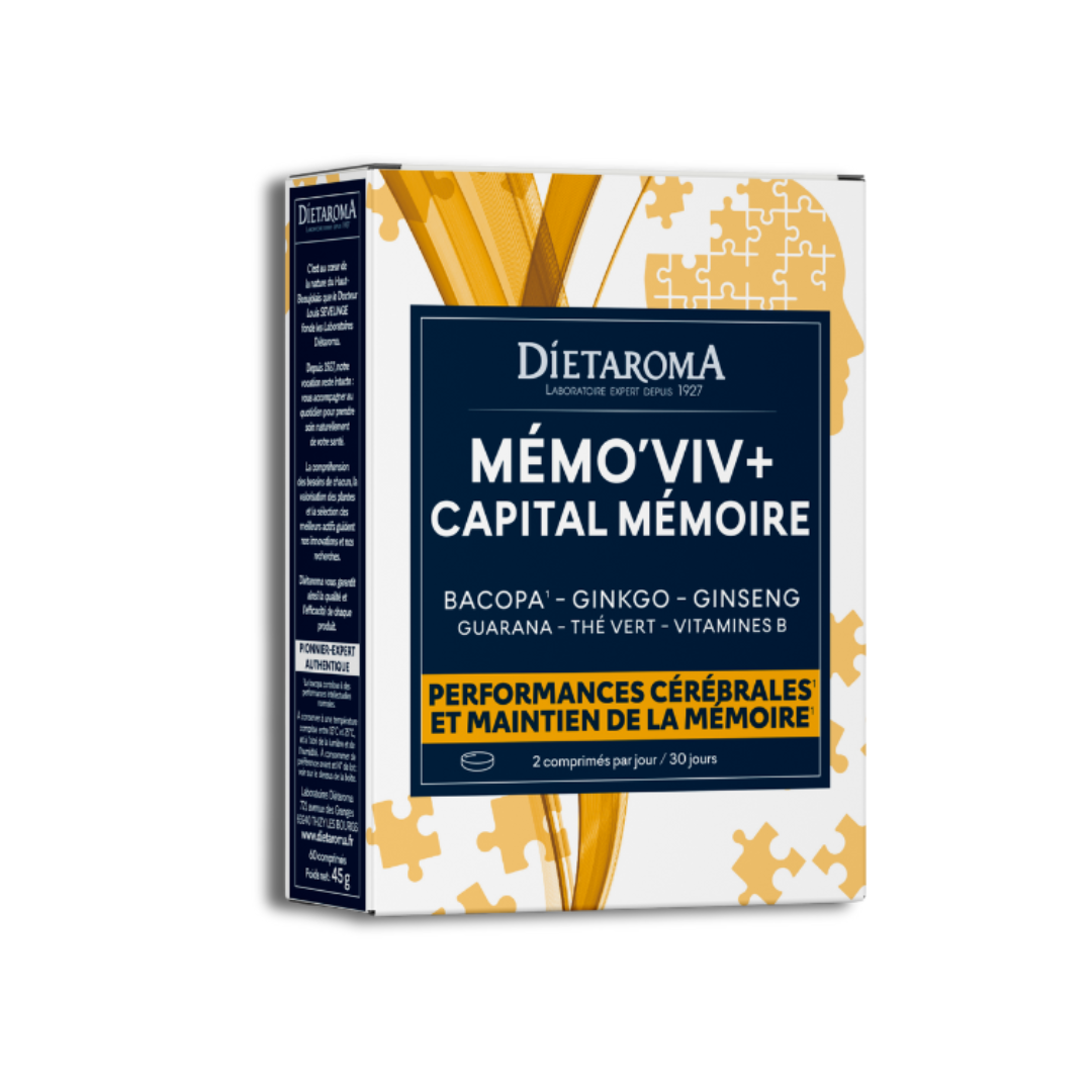 Dietaroma Mémo Viv Capital Cérébral Mémoire 60 comprimés