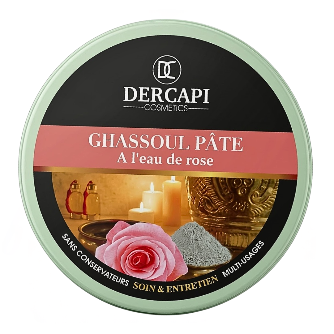 Dercapi Ghassoul Pâte à l'Eau de Rose Masque Purifiant 200ml