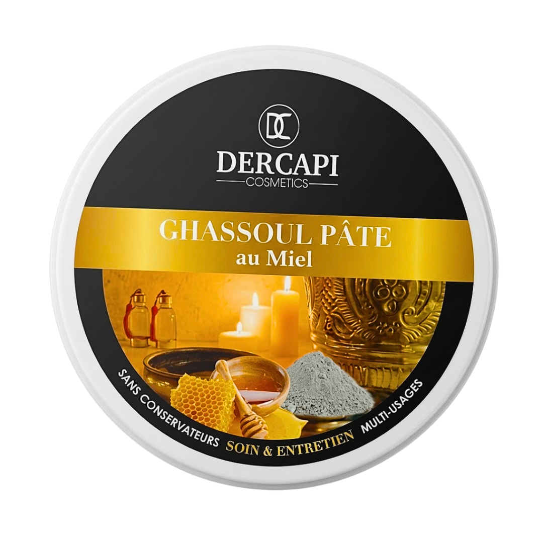 Dercapi Ghassoul Pâte au Miel 200ml - Nettoyant Purifiant Naturel