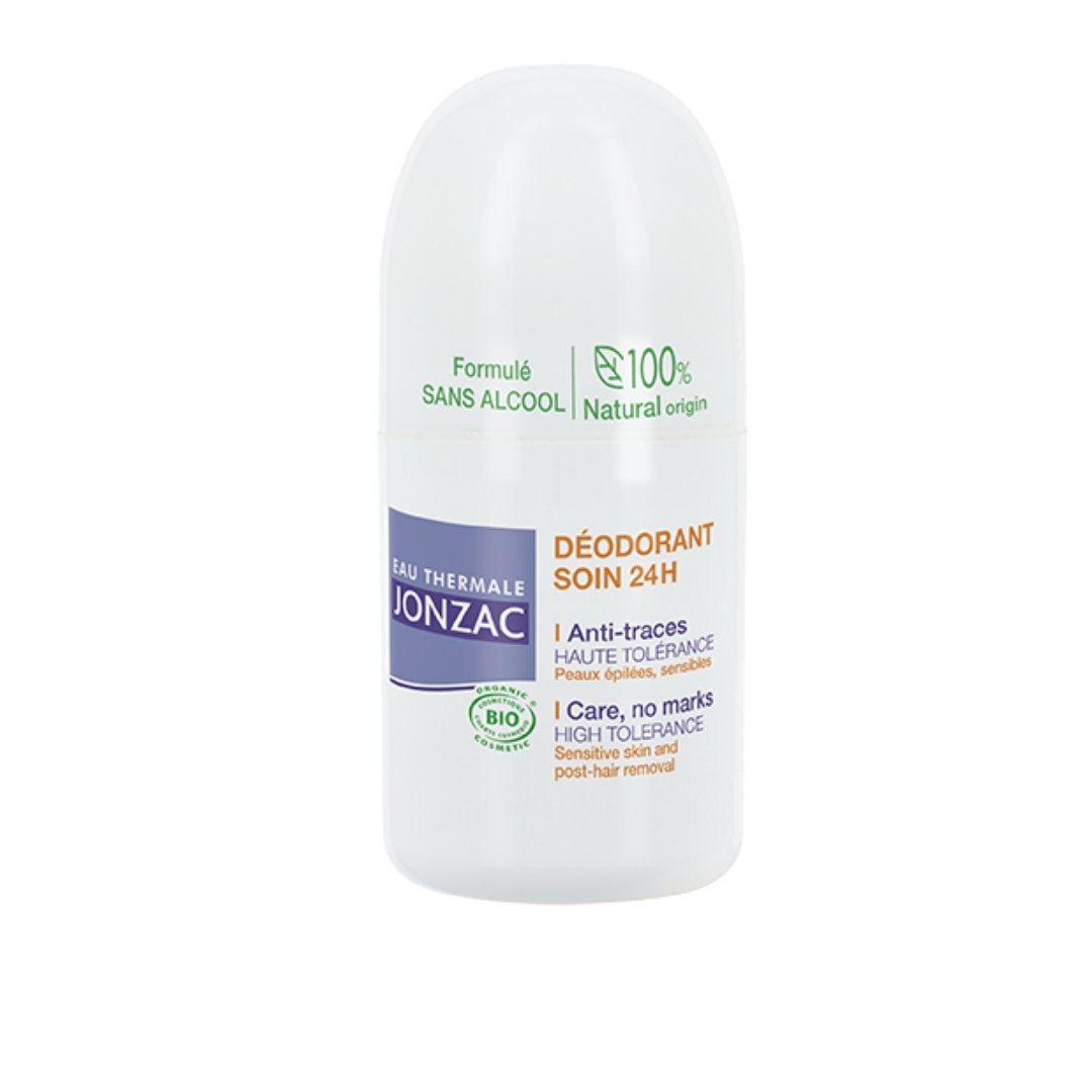 Eau Thermale Jonzac déodorant soin 24h anti-traces haute tolérance 50 ml, bille, peaux épilées