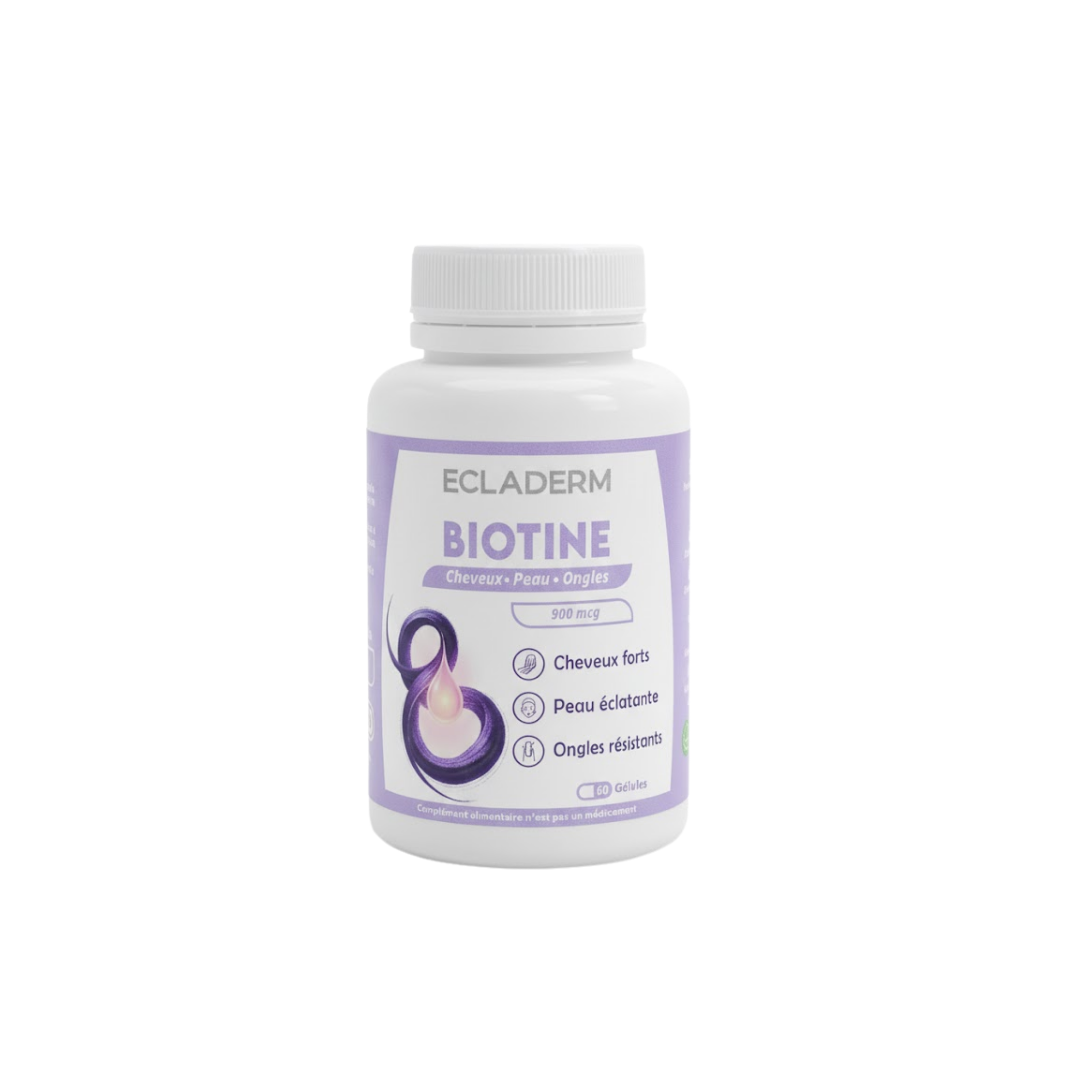 Ecladerm Biotine 60 Gélules Complément Cheveux Peau Ongles