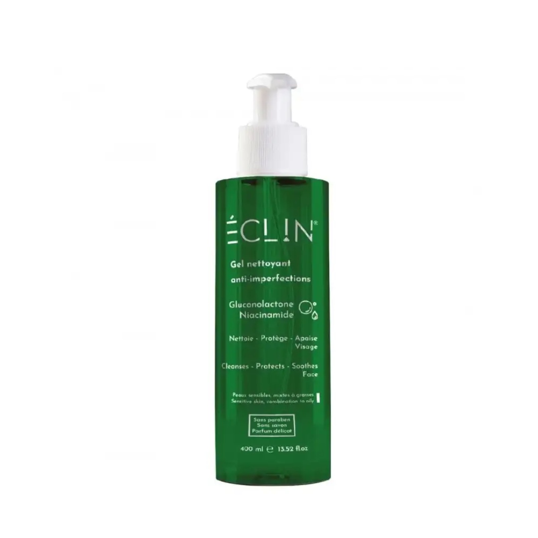 Eclin gel nettoyant anti-imperfections 400 ml, gluconolactone et niacinamide, peaux mixtes à grasses