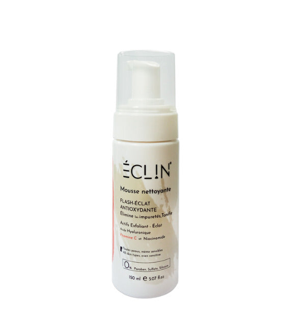 Eclin mousse nettoyante Flash-Éclat antioxydante 150 ml, flacon mousseur, vitamine C et niacinamide