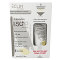 Eclin pack crème solaire anti-taches SPF50+ 50 ml et gel nettoyant éclaircissant actif 50 ml offert, étui