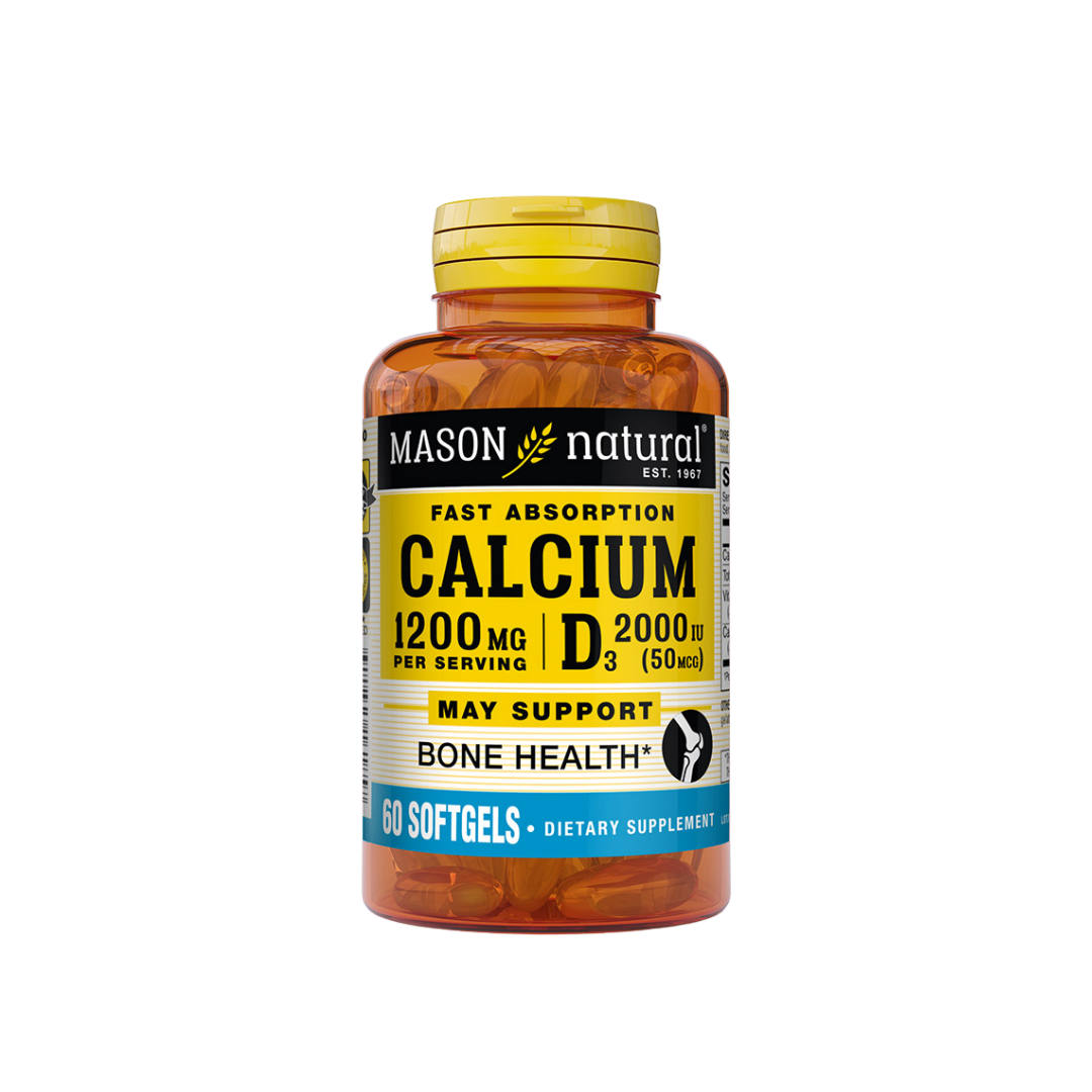 Mason Natural Calcium 1200 mg + Vitamine D3 2000 IU Fast Absorption 60 Softgels