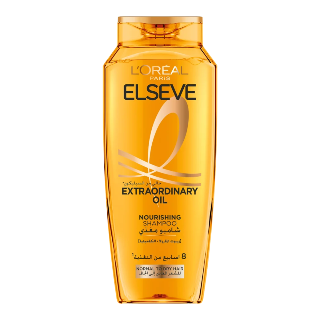 L'Oréal Paris Elseve Extraordinary Oil shampooing nourrissant 400 ml, flacon doré, cheveux normaux à secs