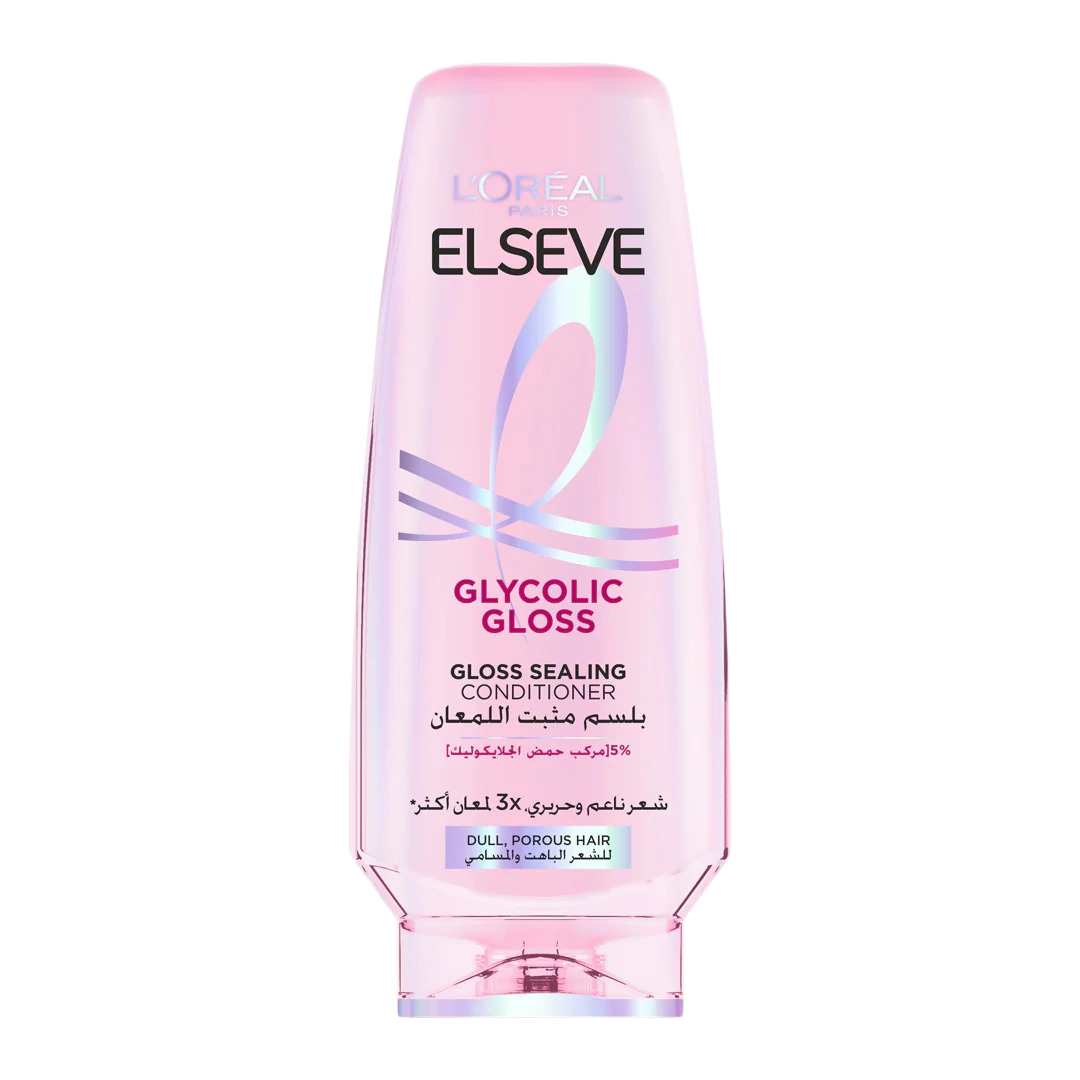 L'Oréal Paris Elseve Glycolic Gloss après-shampooing brillance 200 ml, flacon rose pour cheveux ternes et poreux