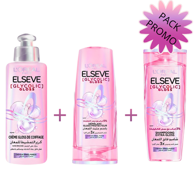 L'Oréal Elseve Glycolic Gloss Pack Cheveux Brillance Coffret 3 Produits