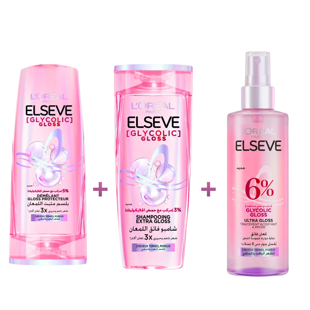 L'Oréal Elseve Glycolic Gloss Coffret Shampooing Soin Lissant