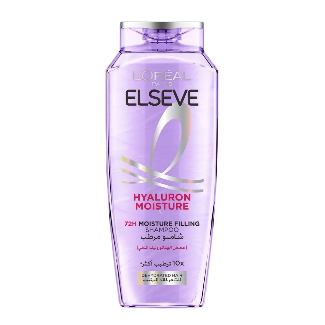 L'Oréal Paris Elseve Hyaluron Moisture shampooing hydratant 72H 400 ml, flacon violet pour cheveux déshydratés